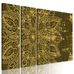 5-dielny obraz žltá Mandala