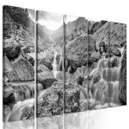 5-dielny obraz nádherné vodopády v čiernobielom prevedení