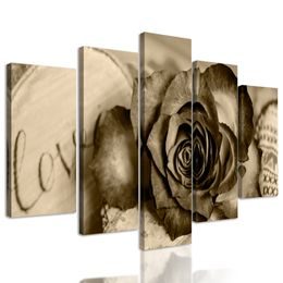 5-dielny obraz vyznanie lásky v sépiovom prevedení