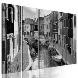 5-dielny obraz farebné Benátky v čiernobielom prevedení