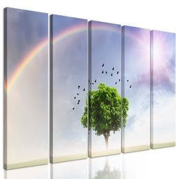 5-dielny obraz strom pod dúhou