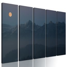 5-dielny obraz spln nad zasneženými horami