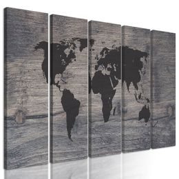 5-dielny obraz umelecká mapa sveta