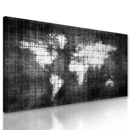 Obraz futuristická mapa sveta v čiernobielom prevedení