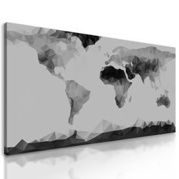 Obraz mapa sveta tvorená mnohouholníkmi v čiernobielom prevedení