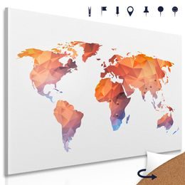 Obraz na korku geometrická oranžová mapa sveta