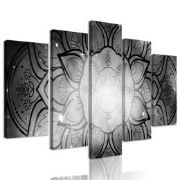 5-dielny obraz galaktická Mandala v čiernobielom prevedení