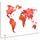 Obraz mapa sveta v červenom prevedení