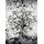 Samolepiaca tapeta zaujímavý strom života v čiernobielom prevedení