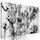 5-dielny obraz maľovaná abstrakcia kvetu v čiernobielom prevedení