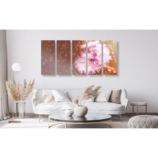 5-dielny obraz zaujimavá abstrakcia púpavy
