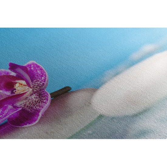 Obraz zaujímavé biele Zen kamene a kvet orchidei