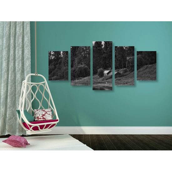 5-dielny obraz ukľudnujúca príroda v čiernobielom prevedení
