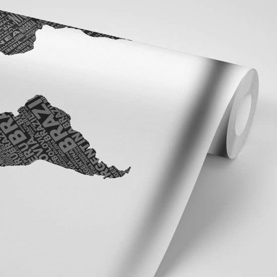 Originálna samolepiaca tapeta moderná mapa sveta v čiernobielom prevedení