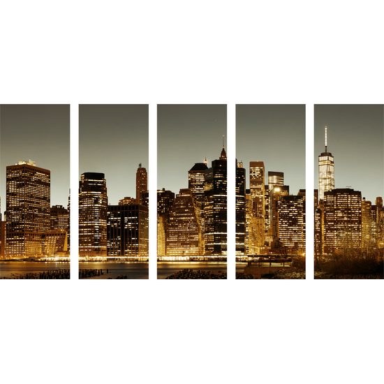 5-dielny obraz nočný New York