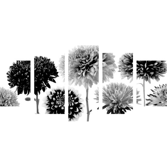 5-dielny obraz nádherné dálie v čiernobielom prevedení