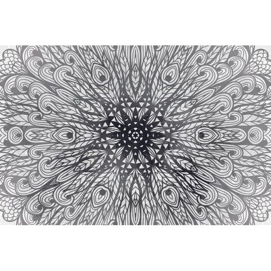 Samolepiaca tapeta zaujímavá luxusná Mandala v čiernobielom prevedení