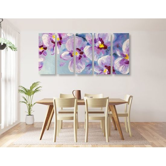 5-dielny obraz maľované fialky