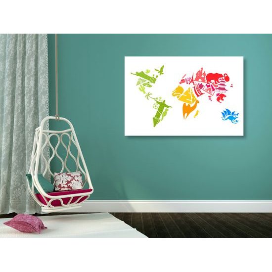 Obraz mapa sveta tvorená symbolmi krajín