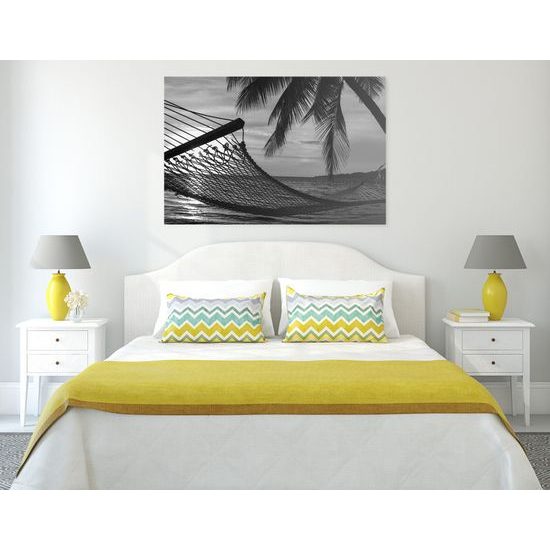 Obraz oddych na pláži v čiernobielom prevedení