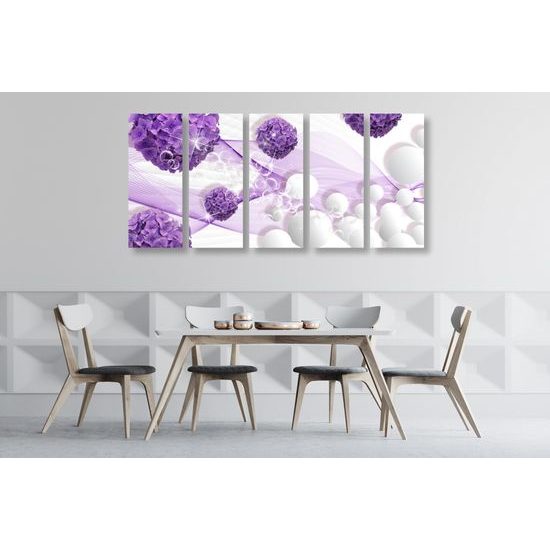 5-dielny obraz futuristická abstrakcia kvetín