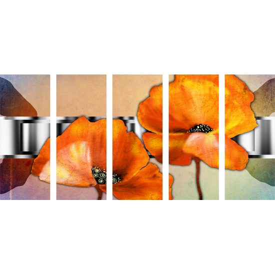 5-dielny obraz umelecké znázornenie jemnosti kvetov