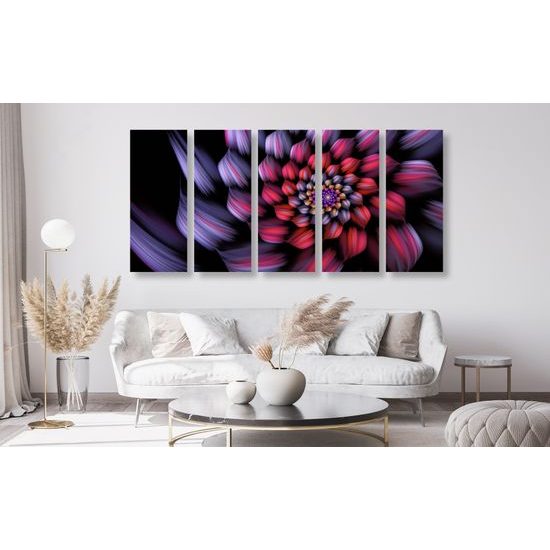 5-dielny obraz kvetinová abstrakcia