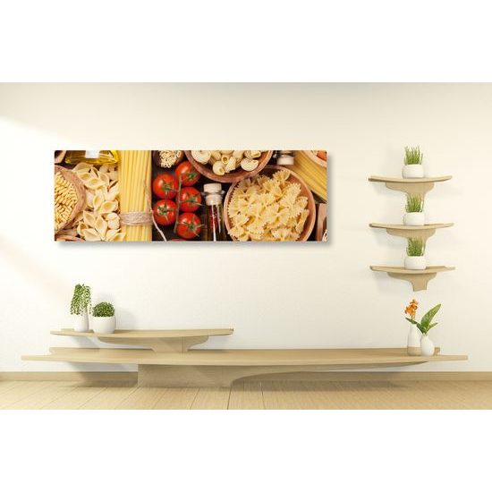 Obraz talianske cestoviny s olivovým olejom