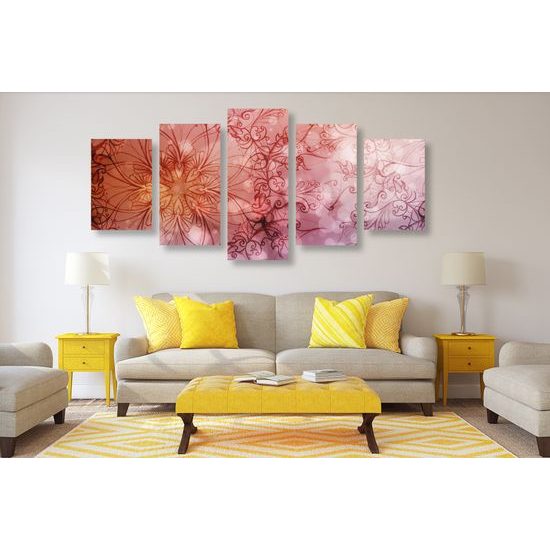 5-dielny obraz ružová Mandala