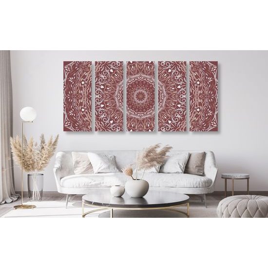 5-dielny obraz ukľudnujúca Mandala v ružovom prevedení