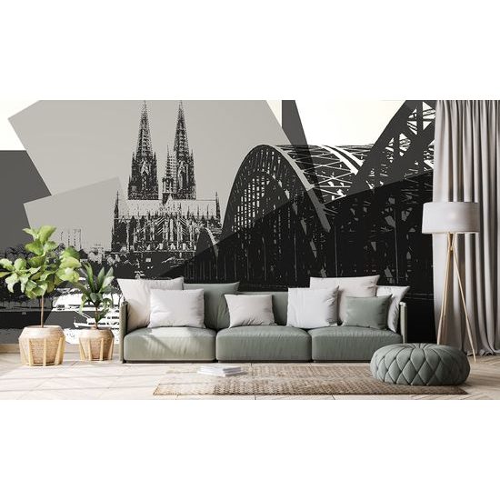 Samolepiaca tapeta čiernobiely nemecký Kolín v pop art štýle