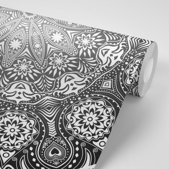 Samolepiaca tapeta čiernobiela luxusná Mandala