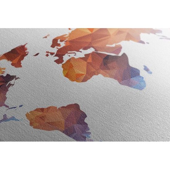 Obraz oranžová mapa sveta tvorená polygónmi