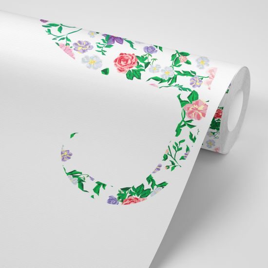 Samolepiaca tapeta abstraktná kvetinová mačka