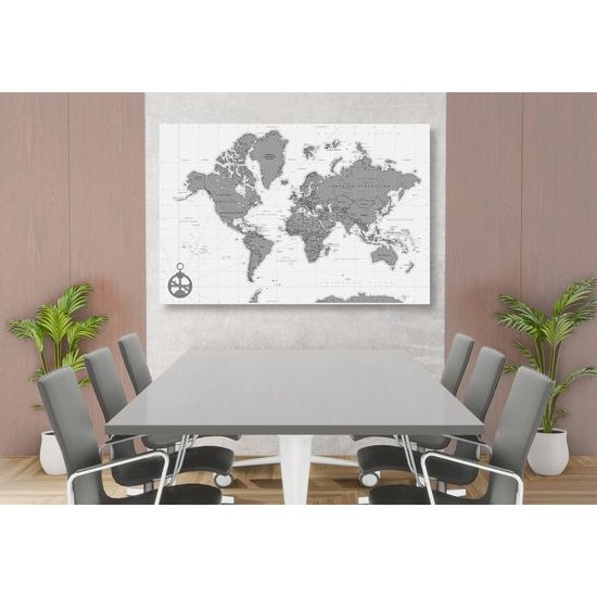 Obraz mapa v čiernobielom prevedení