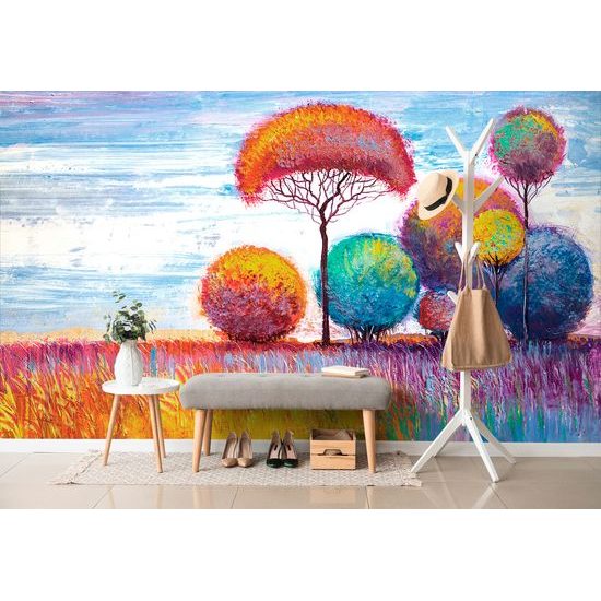 Samolepiaca tapeta neobyčajné pestrofarebné stromy