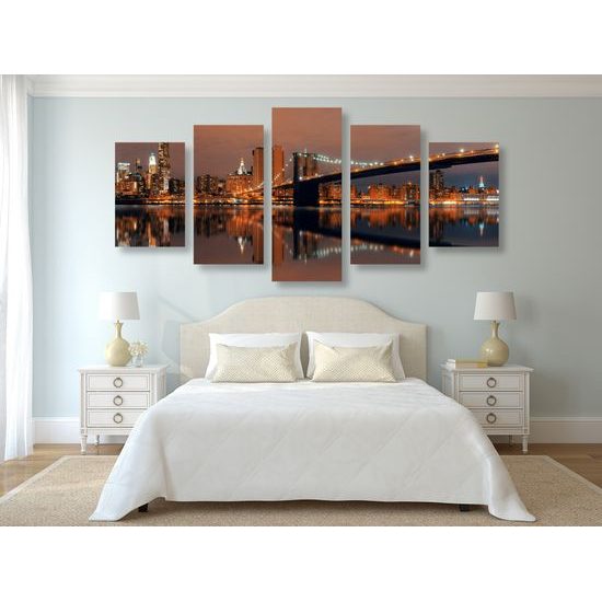 5-dielny obraz nočný Manhattan