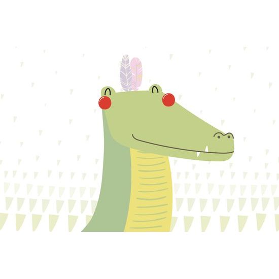 Tapeta usmievavý krokodíl s indiánskymi pierkami