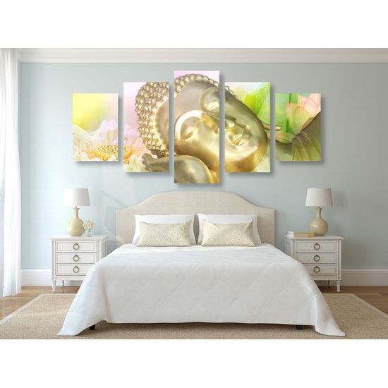 5-dielny obraz oddychujúci Budha