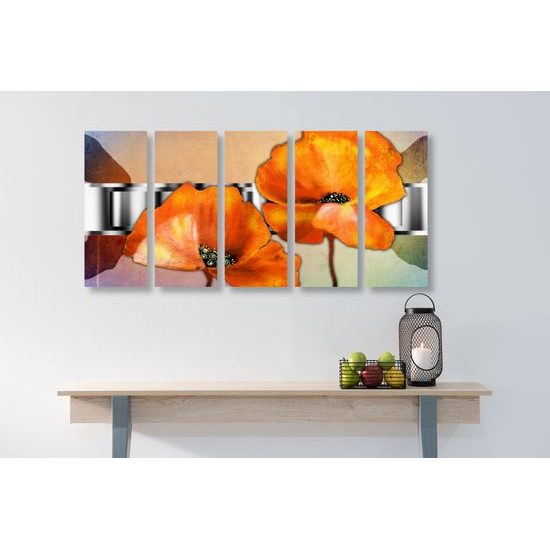 5-dielny obraz umelecké znázornenie jemnosti kvetov