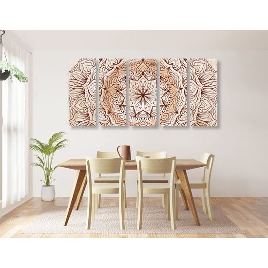 5-dielny obraz jemná abstrakcia kvetu