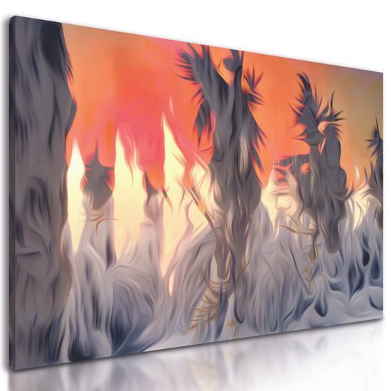 Obraz abstrakcia zasneženého lesa