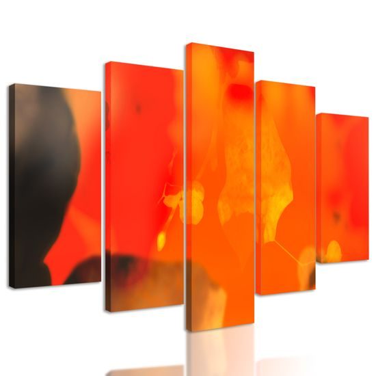5-dielny obraz list lipy s ohnivým pozadím