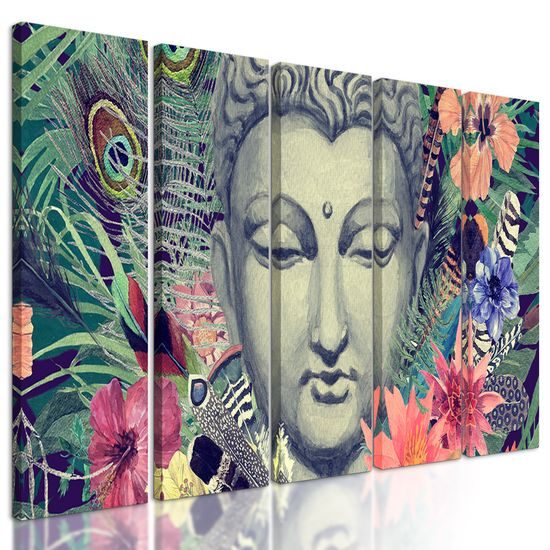 5-dielny obraz Budha v tropickej džungli