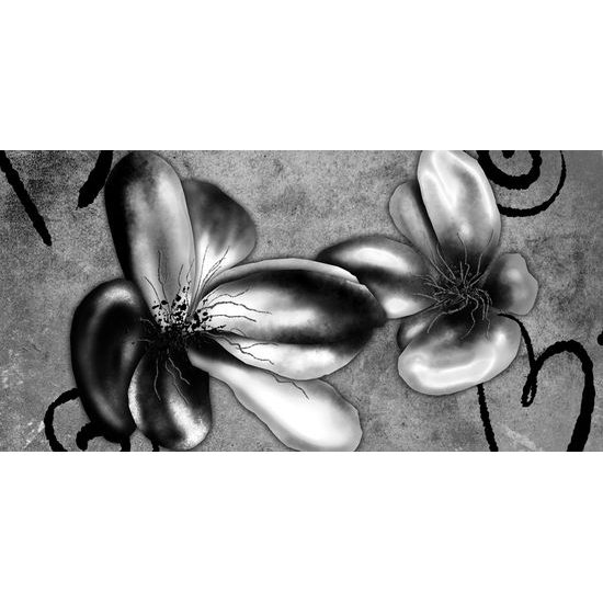 Obraz čiernobiele kvety vo vintage prevedení