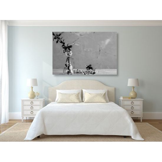 Obraz čerešňové zátišie v čiernobielom prevedení