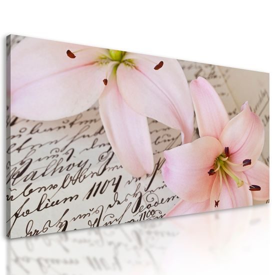 Obraz rúžová ľalia na ľúbostnom liste