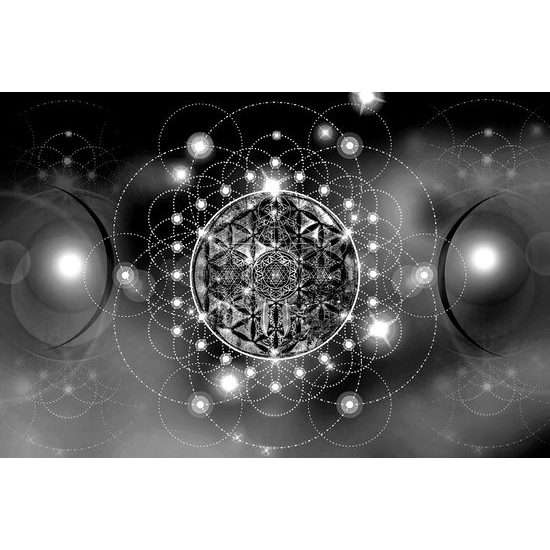 Tapeta čiernobiela Mandala v kúzelnom prevedení
