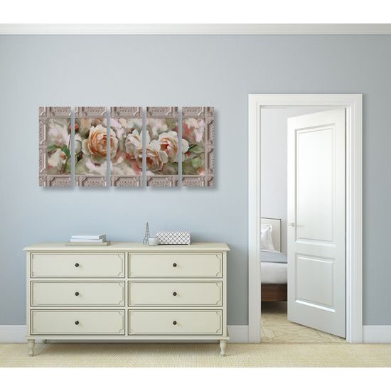 5-dielny obraz ruže v historickom prevedení