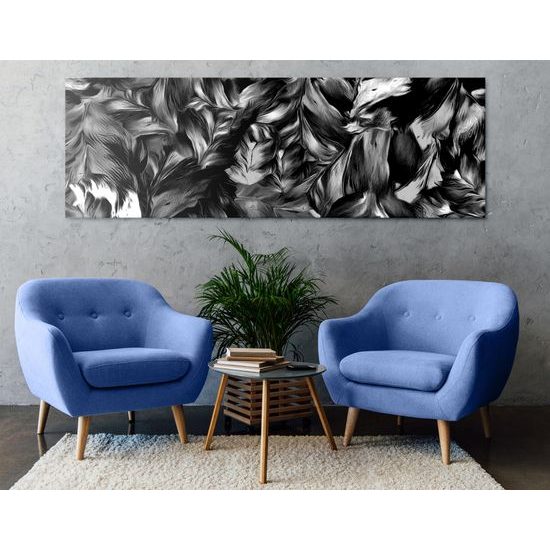 Obraz maľované kvety v čiernobielom prevedení